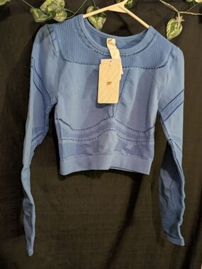 Fabletics Light Blue Seamless Long-Sleeve Crop